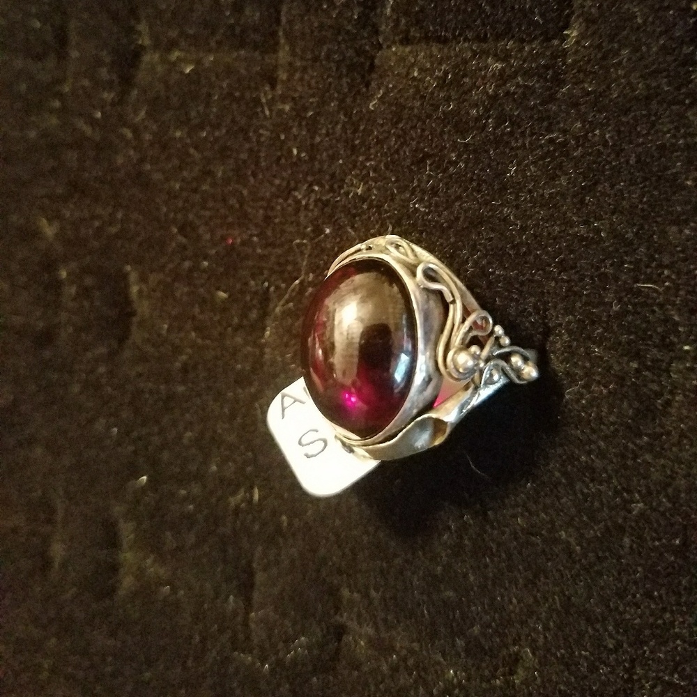 Antique Amber Sterling Silver Ring